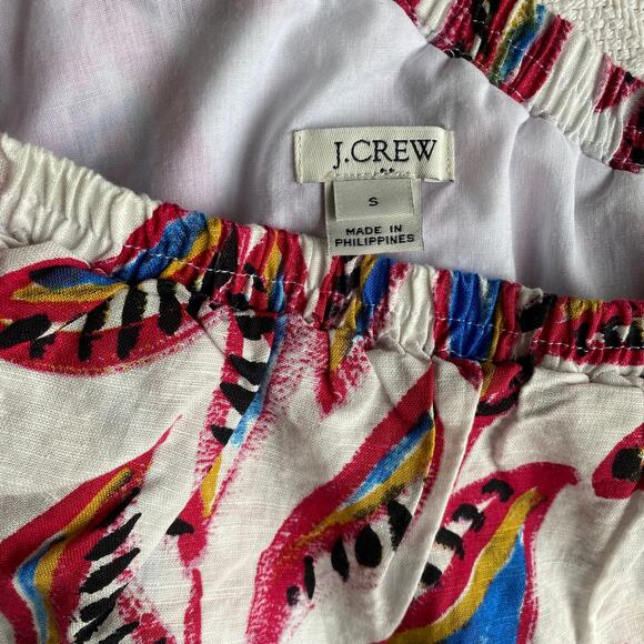 J. Crew Linen Blend Ruffle One Shoulder Floral Print Mini Dress Resort Summer - Picture 4 of 7